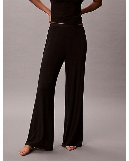 Calvin Klein Zachte Modal Geribbelde Pyjamabroek in het Black