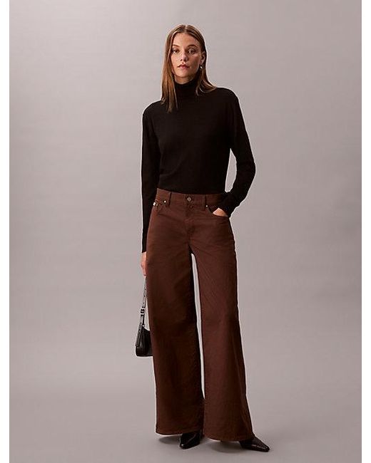 Calvin Klein Twill Broek Met Super Wijde Pijpen in het Brown