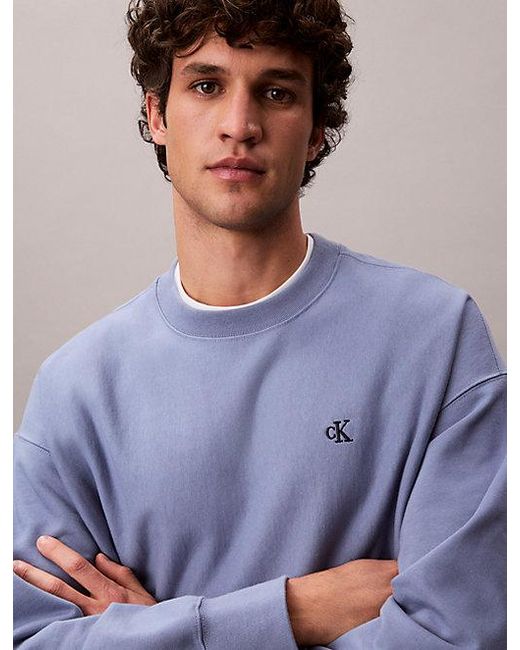 Calvin Klein Blue Relaxed Monogram Sweatshirt for men