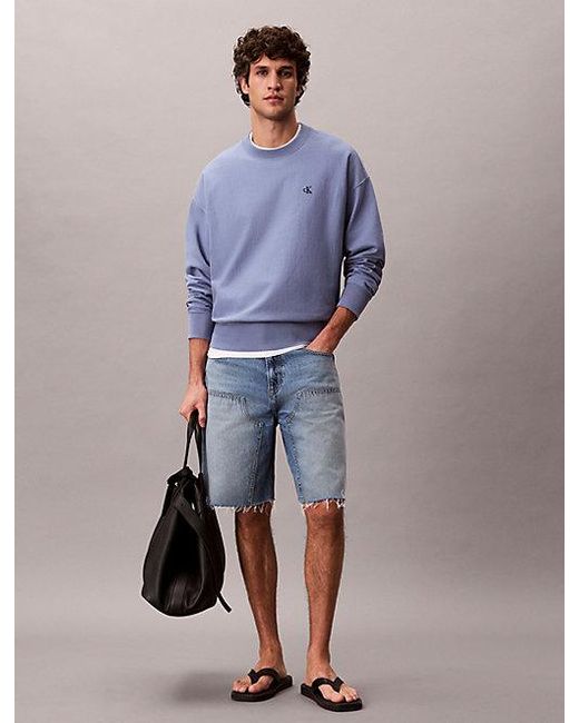 Calvin Klein Blue Relaxed Monogram Sweatshirt for men