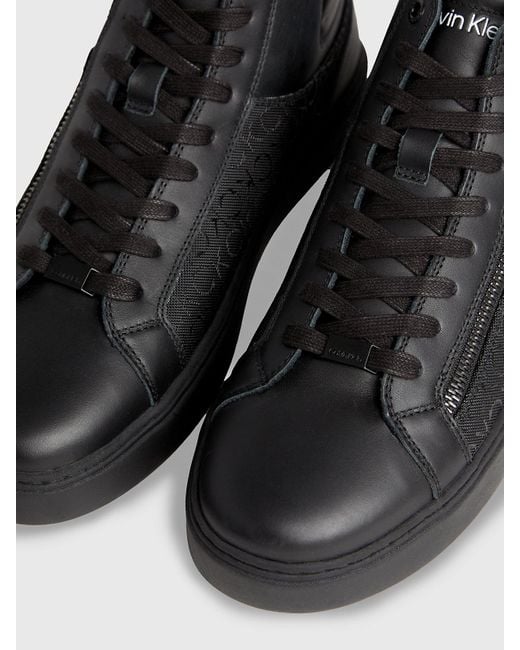 Calvin Klein Black Leather High-top Trainers for men