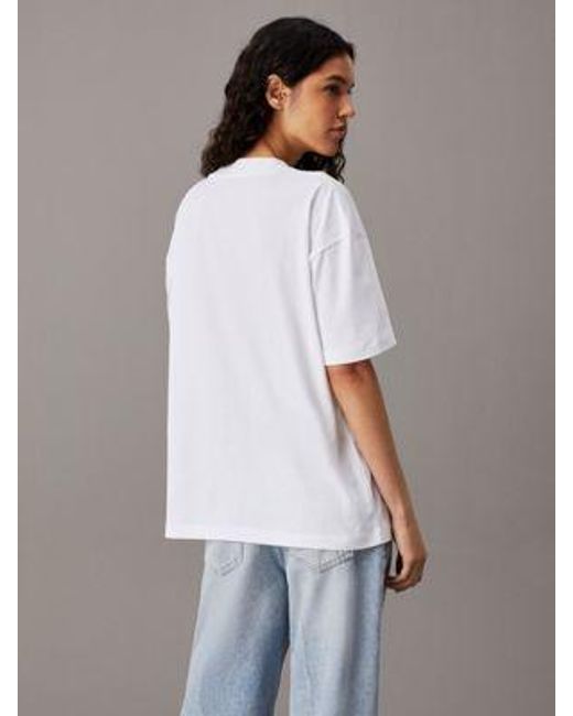 Camiseta boyfriend con monograma Calvin Klein de color White
