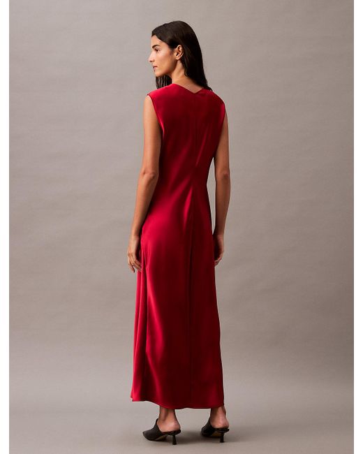 Abito Con Scollo A V di Calvin Klein in Red