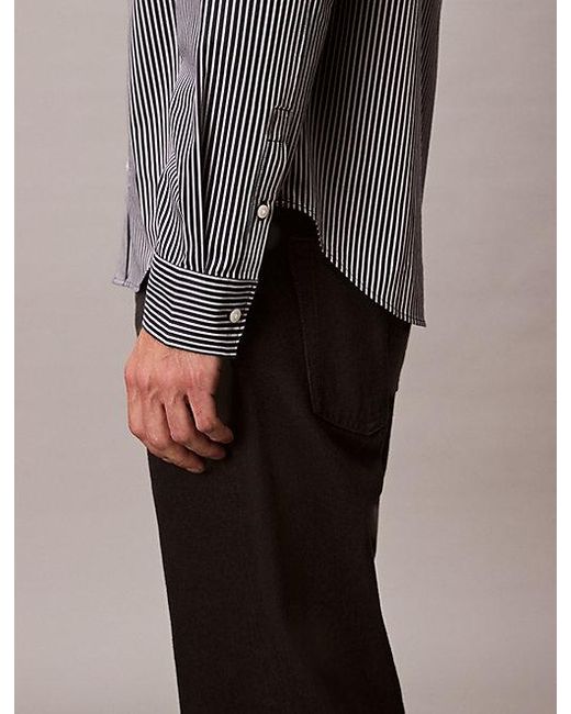 Calvin Klein Relaxed Button-Down Overhemd Van Satijn in het Gray voor heren