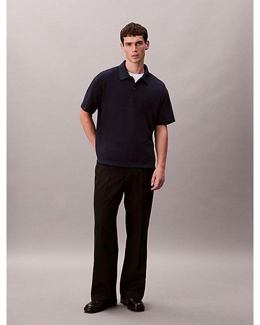 Calvin Klein Black Cotton Blend Pique Classic Polo Shirt for men