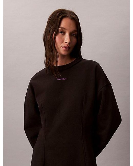 Calvin Klein Black Jeans Cotton Terry Sweatshirt Dress