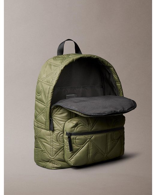 Calvin Klein Green Puffer Monogram Logo Backpack for men