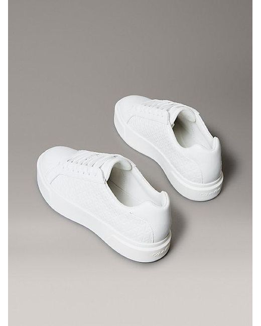 Calvin Klein Leren Sneakers Met Embleem Met Logo in het White