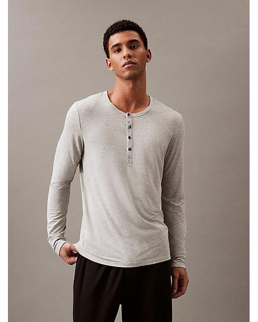 Calvin Klein Pyjama-Top mit langen Ärmeln - Ultra Soft Modern in White für Herren