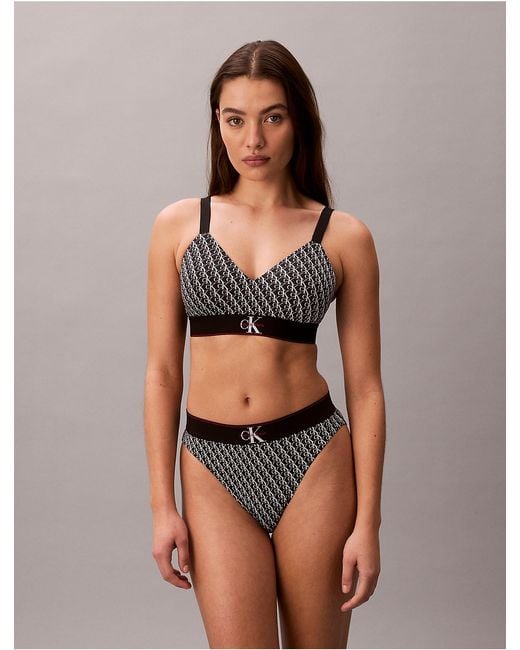 Calvin Klein Multicolor Graphic Monogram Microfiber Stretch Lightly Lined Bralette