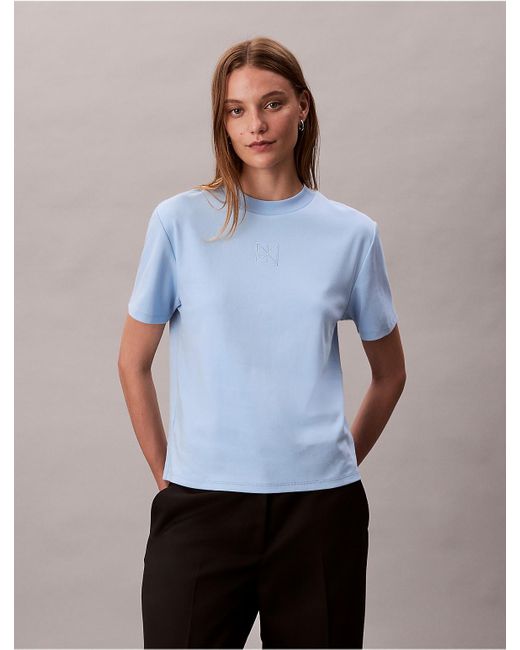 Calvin Klein Blue Emblem Logo Graphic Classic T-Shirt