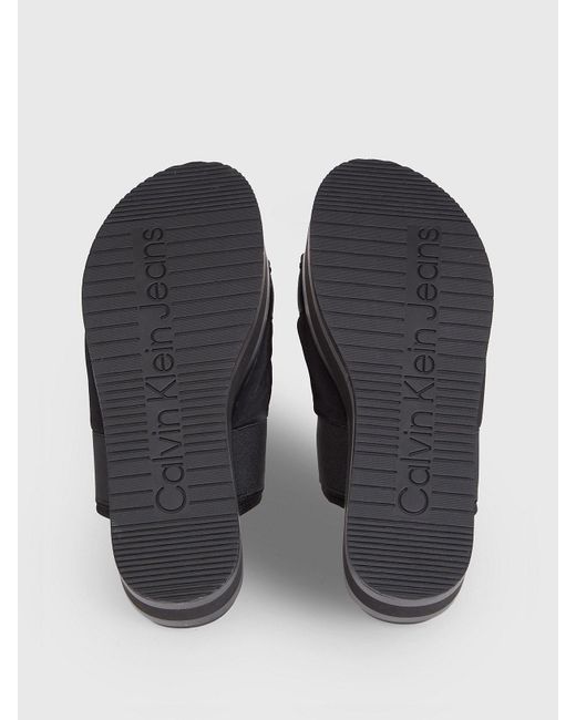 Calvin Klein Black Recycled Platform Wedge Sandals
