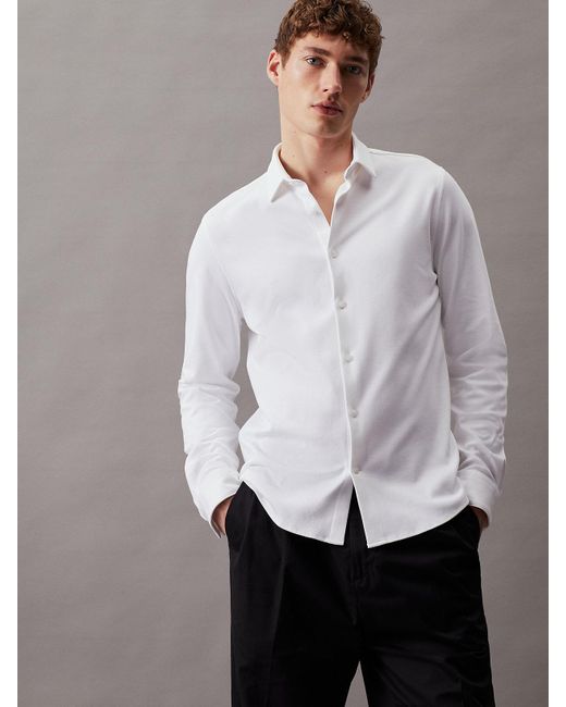 Chemise slim en jersey lisse Calvin Klein pour homme en coloris Gray