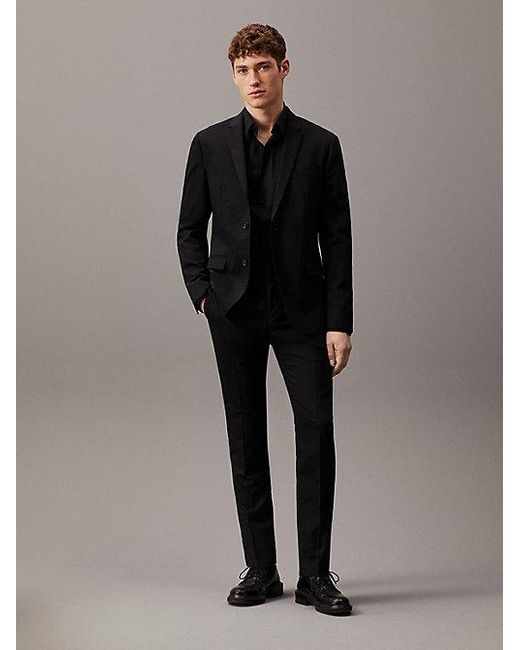 Calvin Klein Slim Single-Breasted Wol Stretch Colbert in het Gray voor heren