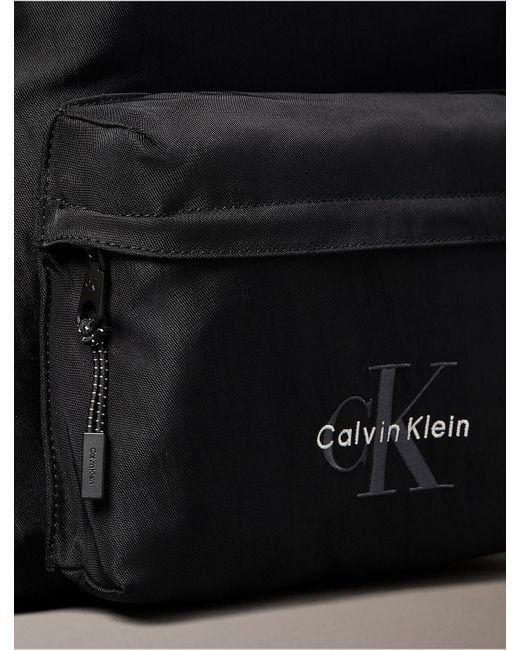 Calvin Klein Black Nylon Monologo Round Backpack for men