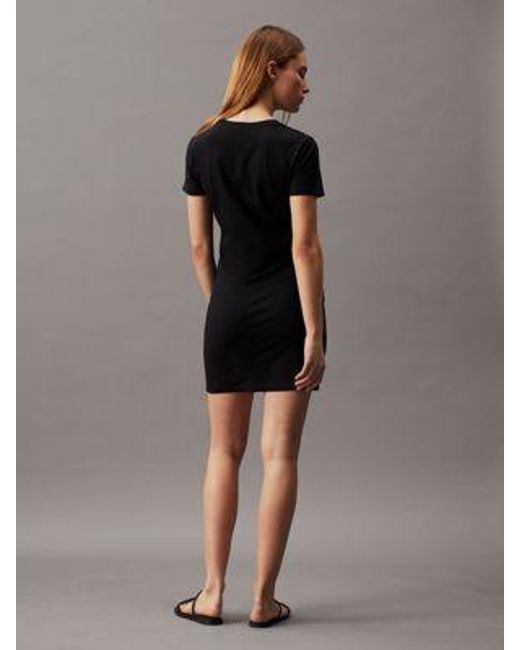 Calvin Klein Black T-Shirt-Kleid mit Monogramm