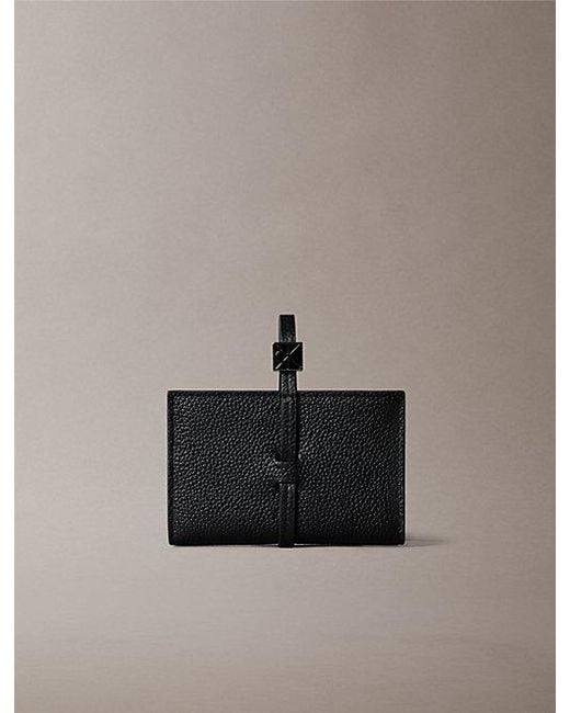 Calvin Klein Black Pebbled Leather Rfid Wrist Strap Wallet