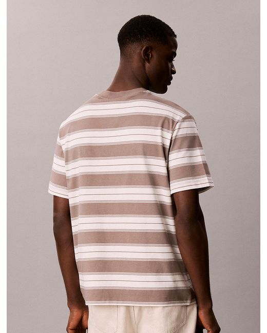 Calvin Klein Pink Cotton Stretch Stripe T-Shirt for men