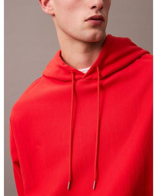 Sweat-Shirt À Capuche Oversize En Daim Et Tissu Éponge Calvin Klein pour homme en coloris Red