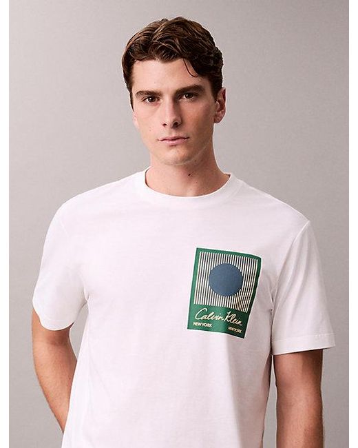 Calvin Klein White Block Logo Graphic Tee for men