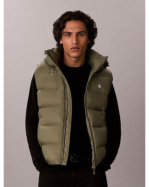 Calvin Klein Green Jeans Hooded Down Puffer Gilet for men