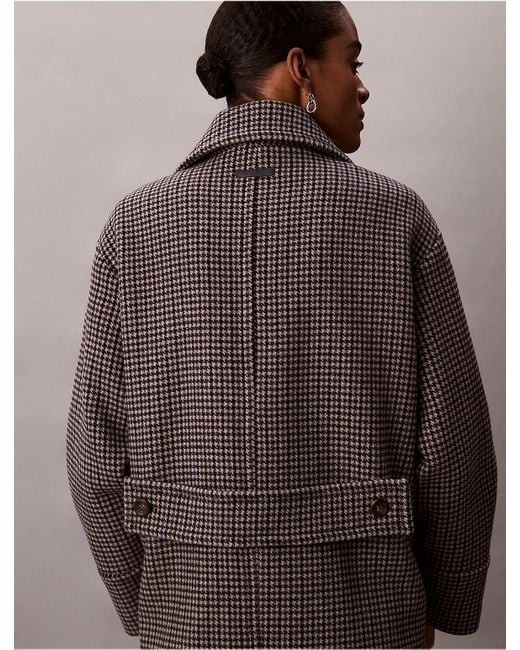 Calvin Klein Gray Houndstooth Peacoat