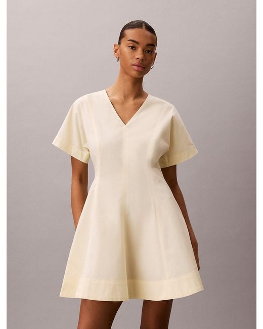 Calvin Klein Natural Short Sleeve Poplin Mini Dress