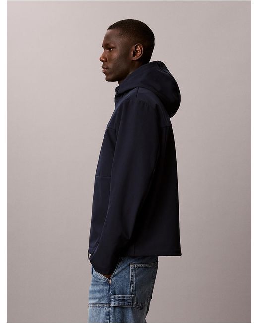 Calvin Klein Blue Softshell Lined Hooded Jacket for men