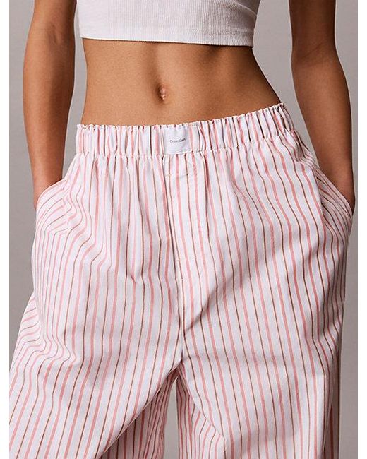 Calvin Klein Pyjamabroek Van Poplinkatoen in het Pink