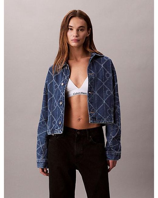 Calvin Klein Blue Jeans All Over Logo Denim Jacket
