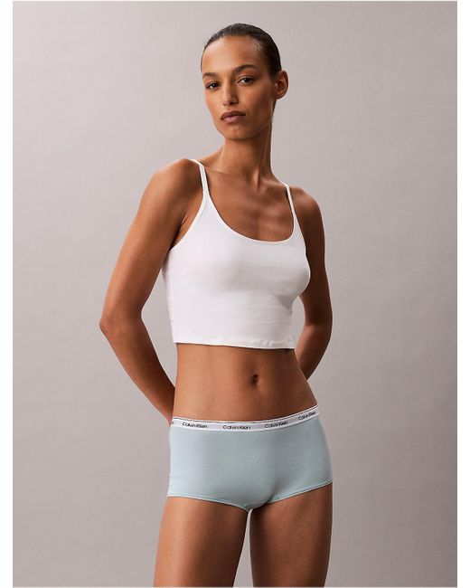Calvin Klein White Modern Logo Boyshort