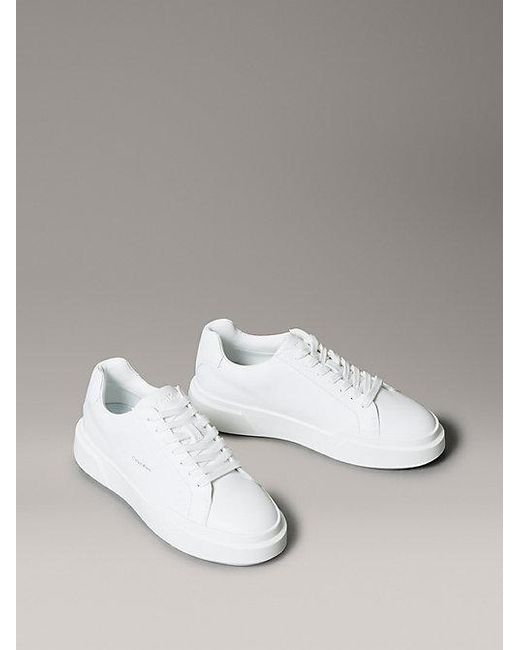 Calvin Klein White Leather Durable Traction Chunky Trainers