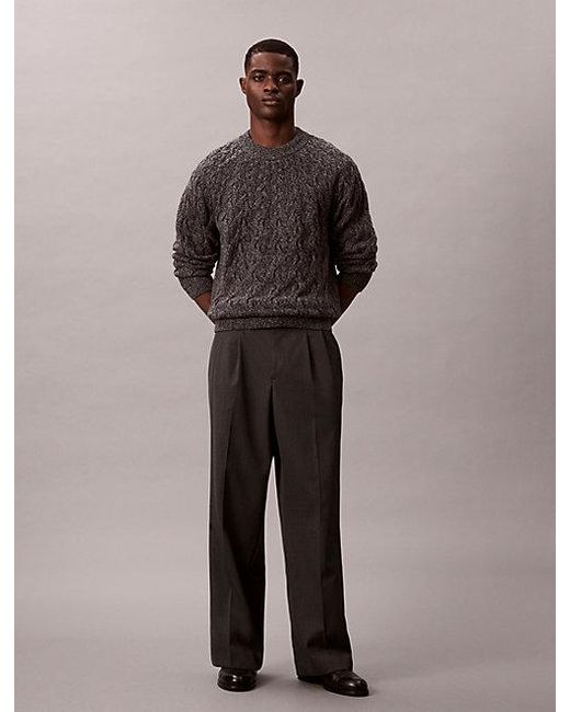 Calvin Klein Multicolor Lambswool Blend Cable Knit Crewneck Jumper for men