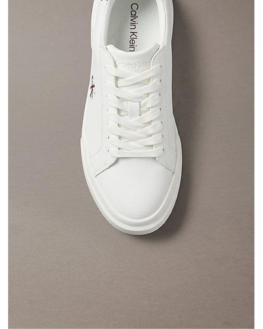 Calvin Klein Metallic Leather Durable Traction Chunky Trainers