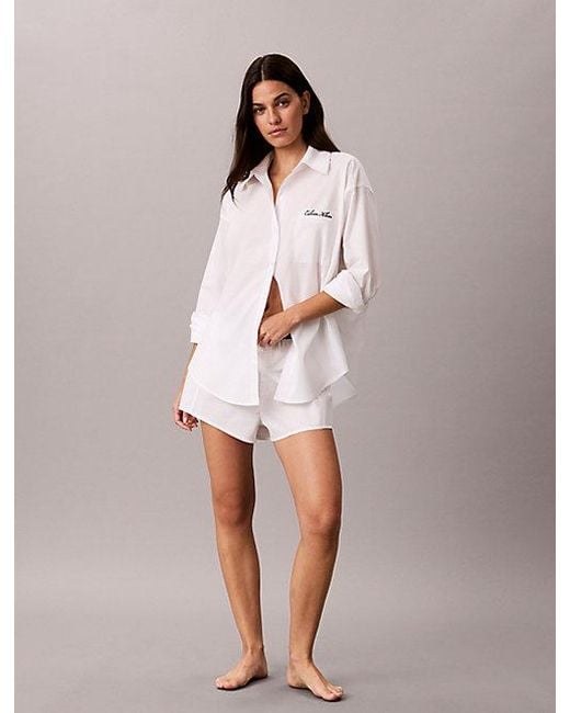 Calvin Klein Pink Pyjama Shirt Cotton Poplin