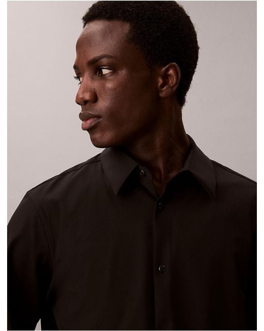 Calvin Klein Black Tech Stretch Slim Button-Down Shirt for men