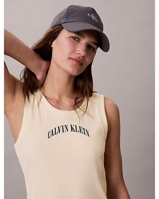 Calvin Klein Natural Jeans Ribbed Embroidered Logo Tank Dress