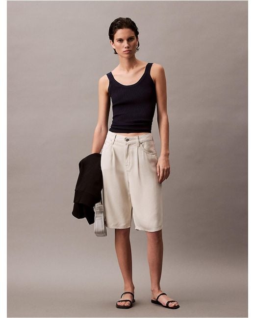 Calvin Klein Natural Relaxed Denim Bermuda Shorts