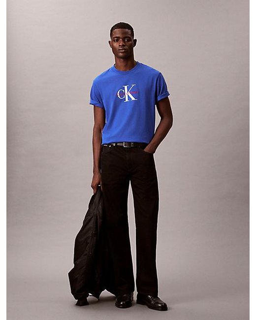 Calvin Klein Blue Jeans Monogram Logo T-Shirt for men