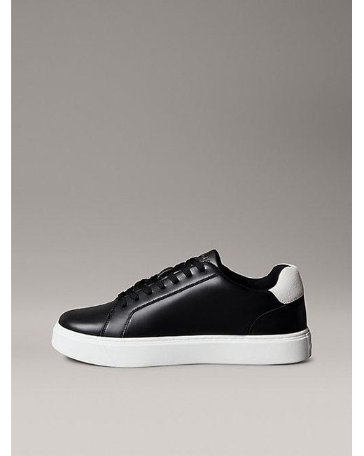 Calvin Klein Gray Jeans Ck Baseline Leather Signature Trainers for men