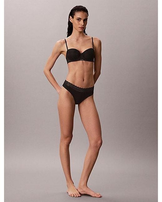 Calvin Klein Black Thong Cotton Lace
