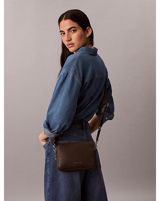Calvin Klein Gray Logo Strap Camera Bag