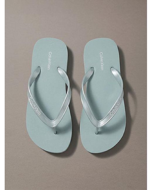 Calvin Klein Gray Arwa Metallic Pearlised Flip Flops