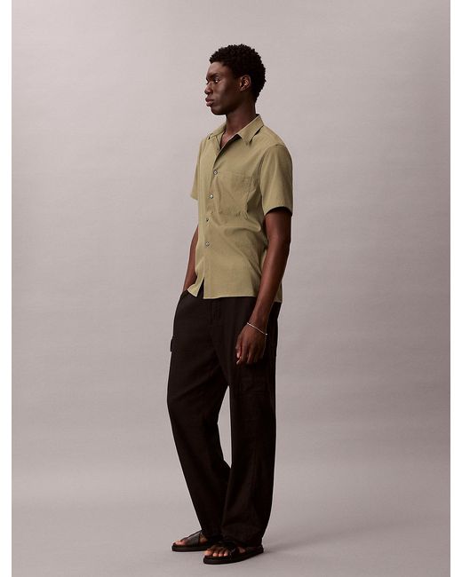 Calvin Klein Green Seersucker Short Sleeve Shirt for men