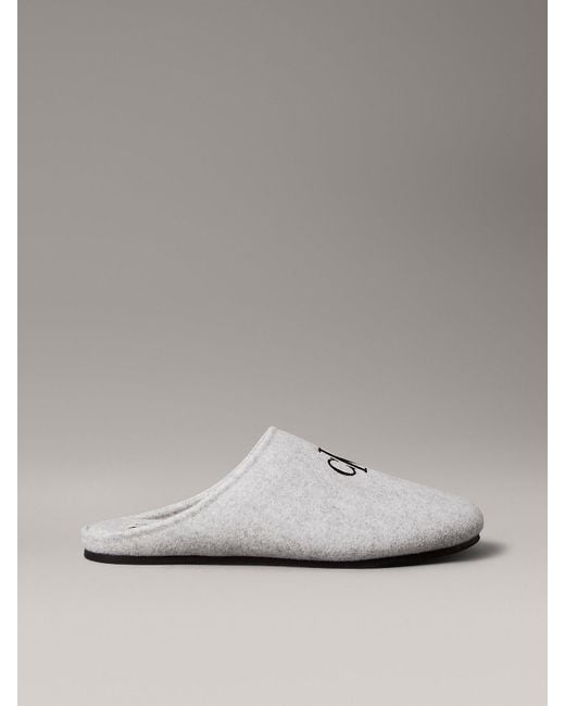 Calvin Klein Metallic Felt Signature Logo Mule Slippers for men