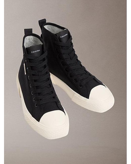 Calvin Klein Brown Ck Luna Canvas High Top Logo Trainers