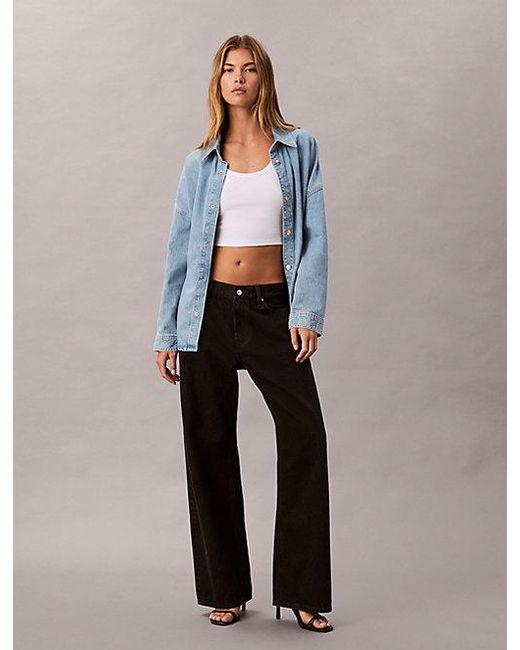 Calvin Klein Blue Jeans Cotton Linen Denim Shirt