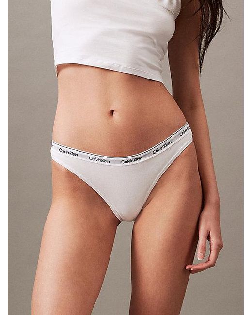 Calvin Klein White Thong Icon Logo