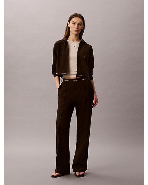 Calvin Klein Brown Jeans Logo Waistband Wide Leg Joggers
