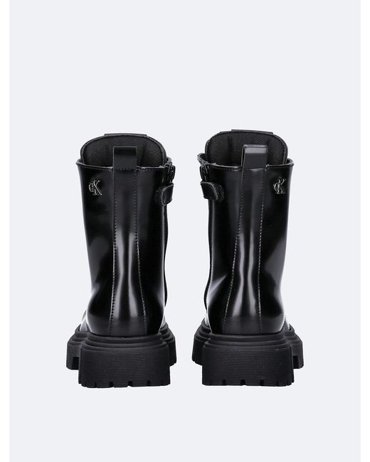 Calvin Klein Black Kids Easy-Zip Lug Lace-Up Boots